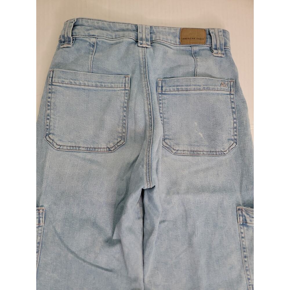American Eagle Jeans Womens 0 Short Super High Rise Baggy Wide Leg Cargo Drapey - Picture 10 of 11